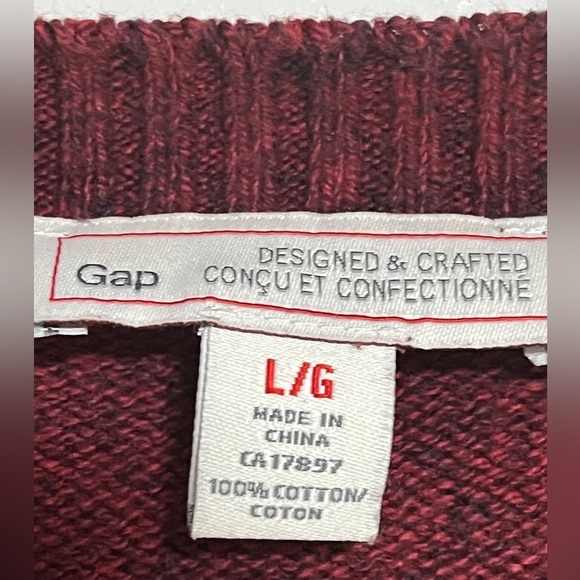GAP Maroon Knit Cotton Sweater - Size L - Picture 6 of 7
